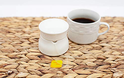 Tea Butler Ceramic Covered Tea Bag Holder | Covers Wet Tea Bags | An Ideal Solution For Home, Restaurants, Cafe And Office (White) #TOP2
