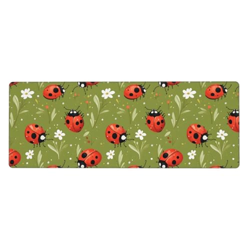 Tapis de souris de jeu XL marguerite et coccinelle antidérapant pour bureau