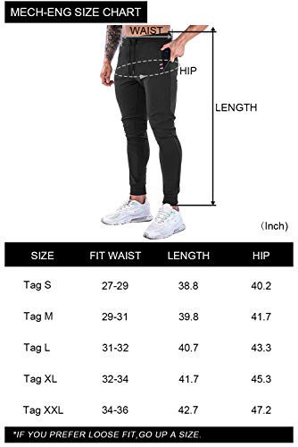 Calça jogger masculina afunilada MECH-ENG, calça de treino casual slim fit com bolsos com zíper, Lig