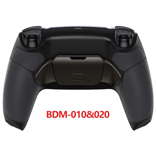 Image of eXtremeRate Black Real Metal Buttons (RMB) Version Rise 2.0 Remap Kit for PS5 Controller with Black Rubberized Grip Back Shell, Upgraded Programable Back Buttons Attachment for PS5 Controller