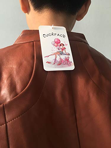 Boys Trendy Stand Collar PU Leather Moto Jacket Leather Coat (3-12) T2