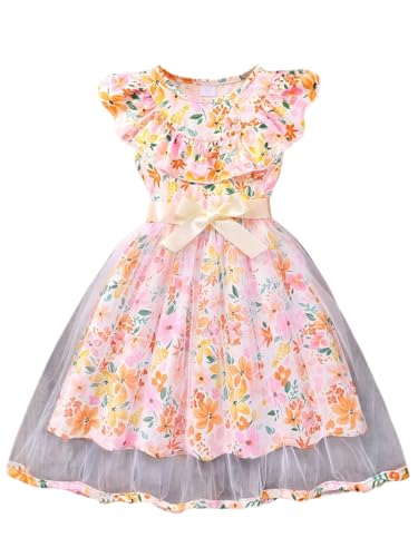 Image of TAGAS Girl Swiss Dot Ruffle Trim Belted Dress || Bagy Girl Dress||Baby Frock ||Sleeveless Dress for Girls