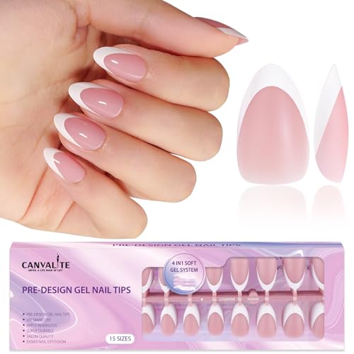 Canvalite French Tip Press on Nails - 300Pcs Pre-Colored Short