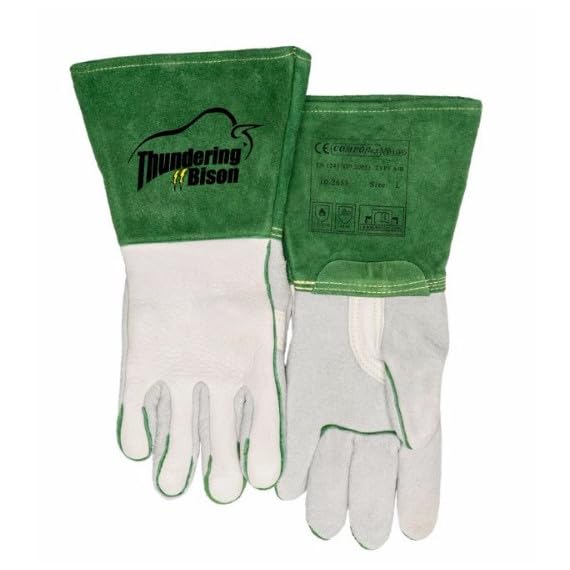 Guante verde para soldador WELDAS con mano reforzado ThunderingBison