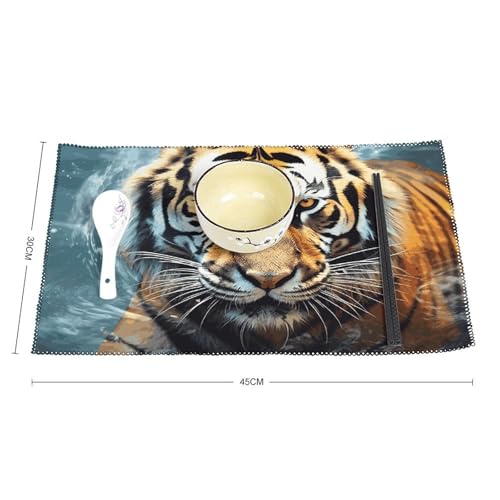 Lot de 6 sets de table haut de gamme imprimé tigre pour dîner