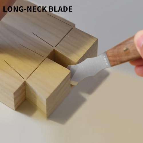 Image of RUITOOL Marking Knife, Long‑Neck Thin Blade Scribing Tool with Dual Grooves for Woodworking - High Carbon Steel Double Beveled Blade (2.6 inch) for Precision Wood Carving & Left /Right Hand Use