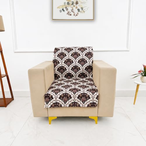 Image of Homerz Premium Printed Quilted Velvet Sofa Slip Cover Protector, Sofa Mat, Exact Size, Antislip Cover (Botanica, 1 Seater, Full)