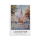 EPXZNM Vintage-Metallschild „Leicester“ – Poster, 