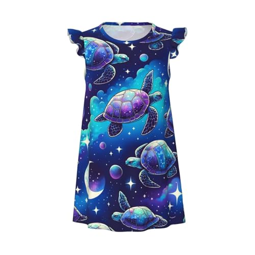 Augenstern Flutter Sleeve Nightgown Turtle-Moonlit-Walk-Galaxy Soft Sleepwear Nightdress