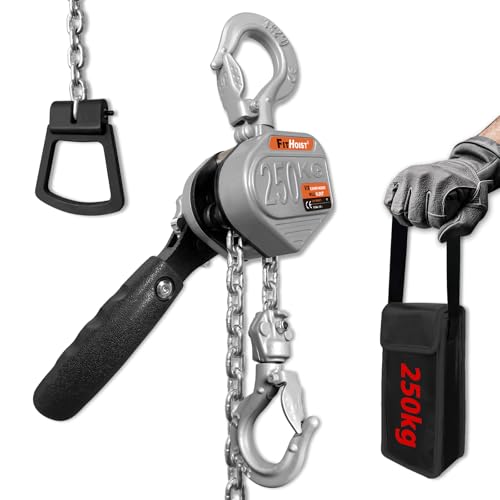 FITHOIST 1/4 Ton Mini Lever Hoist, Chain Hoist Come Along 10FT, Aluminum Alloy Small Puller Hoist G80 Chain with Safety Hook, for Lifting Pulling Garages Warehouse, Presents for Dad Husband Men