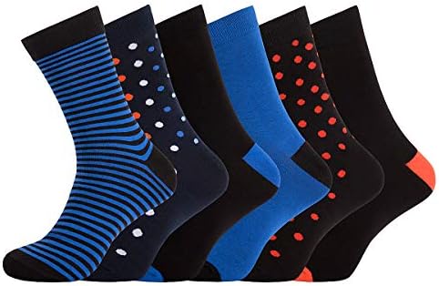 segnalibro Men's Socks Cotton Rich Comfortable Classic Patterned Dress Socks Size 6-11 6 Pack