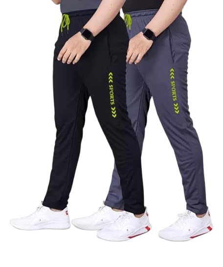 Track Pants for Men || Activewear Pants || Men’s Joggers Polyester with 2 Side Pockets Casual Trousers Stretchable (Sports | Gym | Yoga) (Green Sport)(Pack of 2)-image-23