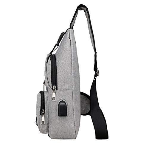 Colcolo Bolsa de ombro masculina, bolsa transversal, porta de carregamento USB, anti-cinza, 33 x 16