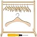Civaner 11 Pcs Doll Garment Rack with Wooden Clothes Hanger for 18 Inch Girl Doll Clothes Mini Hangers Wardrobe Furniture Accessories for Dollhouse Baby Shower Supplies(Wood)