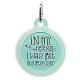 Personalized In My Defense I Was Left Unsupervised Pet ID Name Tag with Silencer for Cats or Dogs by Oh My Paw'd