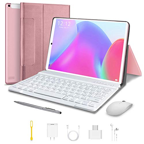 High-Performance Tablet, 10-inch Tablet with Keyboard and Mouse, Android 9.0 Quad-Core Processor Tablet, 3GB RAM +64GB with Google GMS Certification, 4G WiFi, 8000 mAh, FM, GPS, Bluetooth, OTG