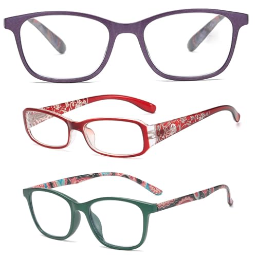 3 gafas de lectura sin montura con bloqueo de luz azul, gafas plegables de media, ligeras, antimigraña para hombres y mujeres con televisión (100 grados)...