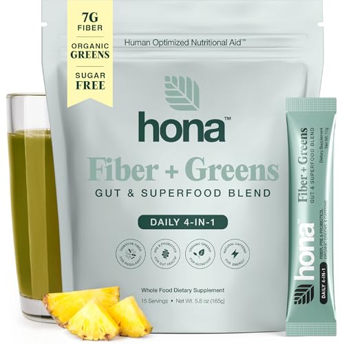 Hona Fiber + Greens, Gut & Superfood Blend, Greens Powder