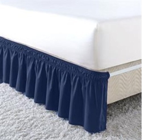 Queen/King Wrap Around Dust Ruffle Navy Blue