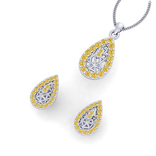 Pendientes de plata 925 maciza con malla de diamante amarillo exclusivos 2