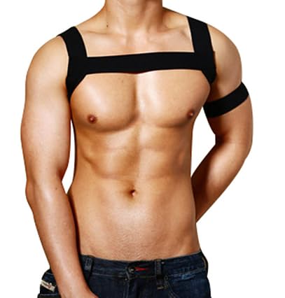 Men's Stretch Soft Chest Belt with Arm Harness Straps Sexy Shoulder Belt Tough Guy Corset Fretwork Elastic Nylon Chest Harness Belt BDSM Suspender Harness Party Club Bar Outfits