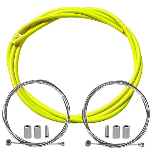 Cyclingcolors Guaina Freno Bicicletta Con Cavo Terminali Kit Anteriore Posteriore Compatibile Con Shimano Sram Città Strada Vtt Performance, Giallo Fl