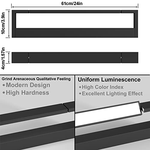LED Spiegelleuchte 24W 2490Lumen, 61cm IP44 Badezimmer Spiegellampe Kaltweiß 5000K, 360°Drehbare Lampe Wand für Spiegel Badleuchte Spiegellampen für Das Bad Badlampe Beleuchtung Innen Mattes Schwarz