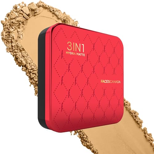 Image of FACES CANADA 3in1 Hydra Matte Compact Powder - Tan 06, 9g | Foundation + Moisturizer + Sunscreen SPF 15 | Mattifying | Controls Oil & Sweat | Conceals Dark Spots & Acne Scars | Buildable Coverage | Lightweight