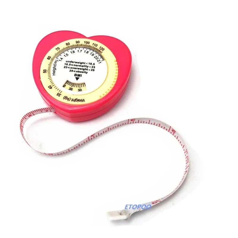 Misuratore di Nastro Retrattile e calcolatore dell'indice di Massa corporea BMI a Forma di Cuore di Colore Rosa for la Perdita di Peso dietetica
