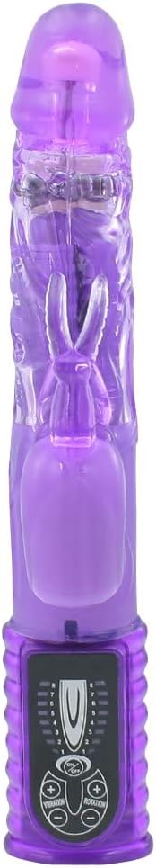 Rotating Dual-Action Rabbit Vibrator with Spinning Beads, G-Spot & Clitoral Stimulation Purple