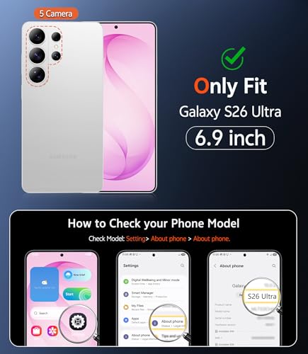 Image of FNTCASE for Samsung Galaxy S26-Ultra Case: Clear Magnetic Phone Cases with Screen Protector Compatible with Magsafe Slim Anti Yellowing Rugged Protective Transparent Cell Phone Cover (Pink Magnetic)