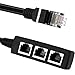 RJ45 Network Splitter, BERANMEY RJ45 1 Male to 3 Female Socket Connector Port LAN Ethernet Network Splitter Y Adapter Cable Support Cat7 Cat6 Internet Networking Extension Cord