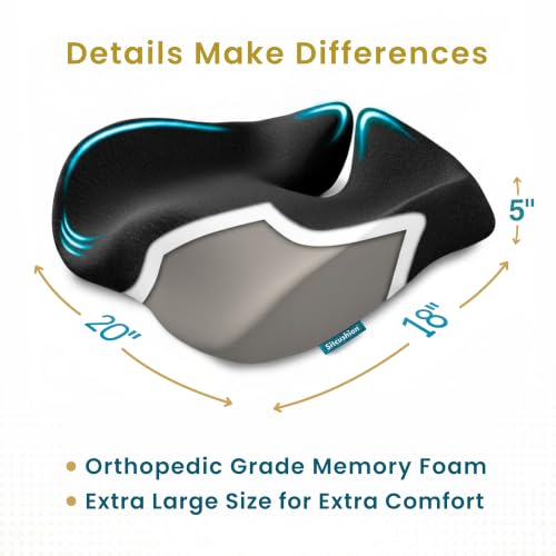 Image of Office Chair Cushion for Back & Tailbone, Sciatica Pain Relief Pillow