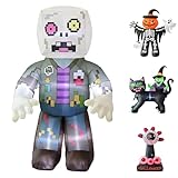 LANGXUN 8ft Pixel Zombie 2025 Halloween Inflatable Decoration - Giant Blow-Up Outdoor Indoor Cute Skeleton Ghost Yard Decor with LED Lights for Lawn, Garden, Patio Party Display