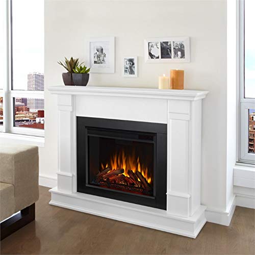 Bowery Hill Contemporary Solid Wood Electric Fireplace in White