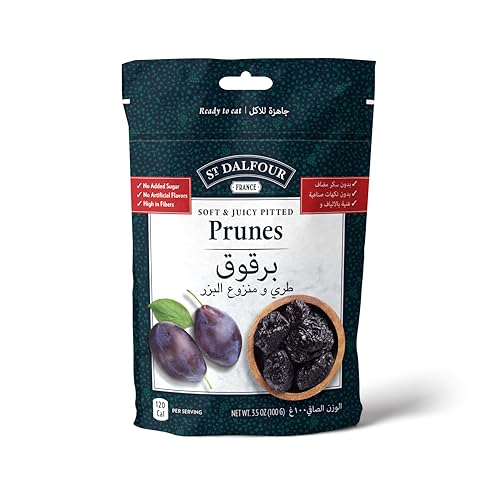 St. Dalfour Soft & Juicy Pitted Prunes - Semi-dried fruit pouch - 100g