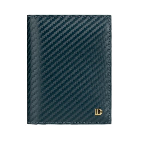 Image of Premium RFID Blocking Wallet for Men | Slim Carbon Fiber Leather with 12 Card Slots, Clear ID Window & Cash Pocket | Durable Bifold Genuine Cow Fiber Leather Wallet (Carbon Blue)