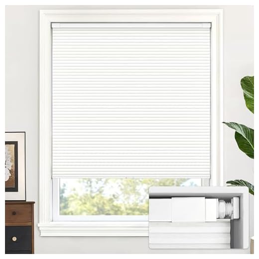 LazBlinds No Drill Cordless Cellular Shades, 47" W × 48" H, White