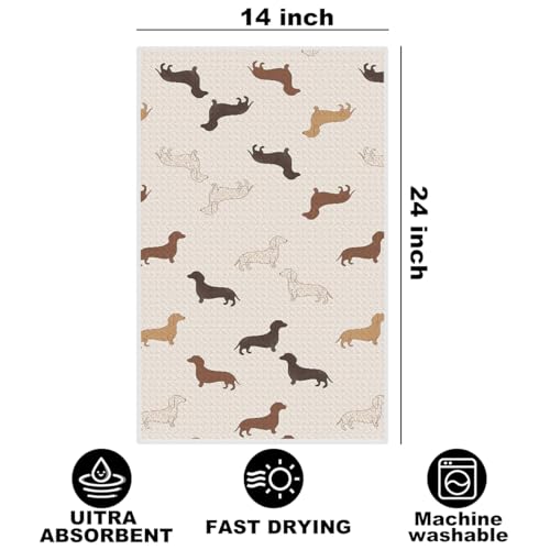 Image of Dachshund Kitchen Towels with Wine Bottle Stopper 24x14 Inch, Dachshund Gifts Reusable Dish Towels for Kitchen Bars Decor, Wine Gift Weiner Dog Gifts for Women Men Christmas Birthday Gift-2
