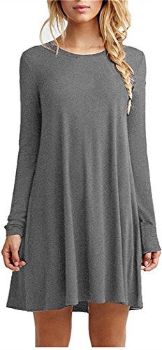 TINYHI Women's Cute Loose-fit Plain Simple Raglan Linen Polyester Dark Grey,XLarge