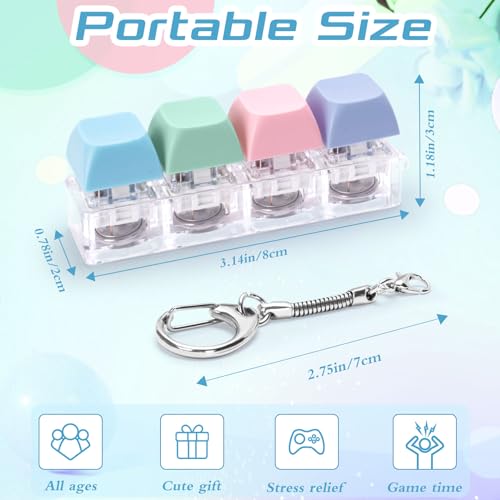 Image of Keyboard Fidget Toys Adults Fidget Keyboard Clicker with LED Light Keychain Sensory Toys for Anxiety Stress Relief (Macaron2, 4 in 1)