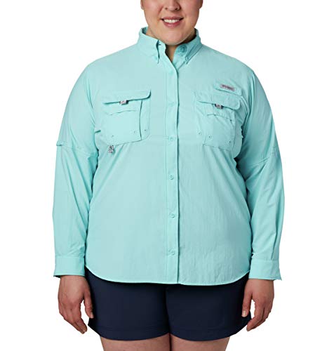 Columbia Women's Standard PFG Bahama II Long Sleeve Shirt, Breathable with UV Protection, Clear Blue, Large