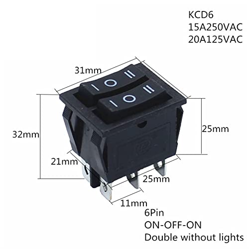 Interruptor basculante 16A 250V AC de 6 pines para paneles y electrónica 3