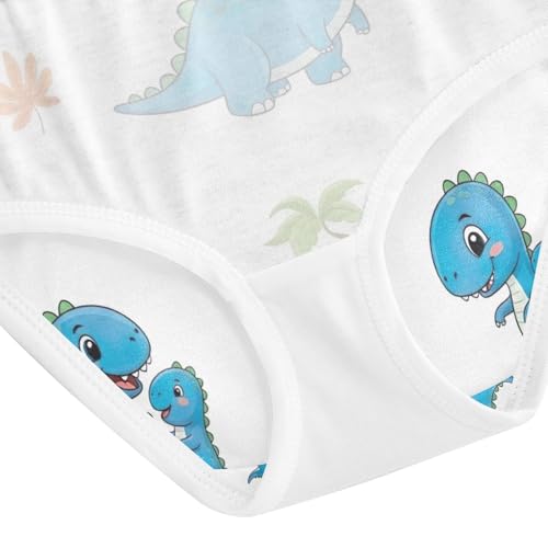 Cute Blue Cartoon Dinosaurs Toddler Underwear Girls, Girls' Cotton Brief Underwear, 2T–8 Years4