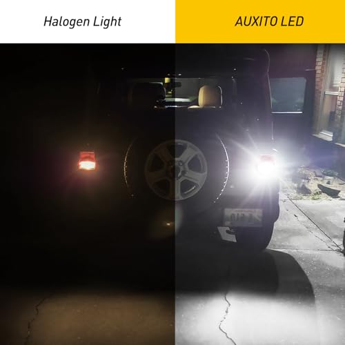 Image of AUXITO 3156 3157 LED Bulbs White for Reverse Lights, Ultra Bright 3056 3057 4157 LED Bulbs with 3030 Chipset with Projector for Reverse Backup Parking Turn Signal Brake Tail Lights, Pack of 2