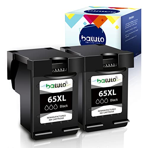 batuto 65 Black Inkjet Remanufactured Replacement for HP 65 XL 65XL for HP Envy 5055 5052 5000 5058 DeskJet 2600 2622 2624 2652 2655 3720 3722 3752 3755 3758 AMP 100 (2 Black)