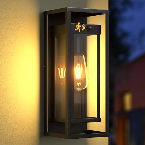 Image of 15in Motion Sensor Outdoor Wall Sconce Exterior Lighting Fixture