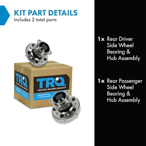 Image of TRQ 2 Piece Rear Wheel Bearing & Hub Assembly Set