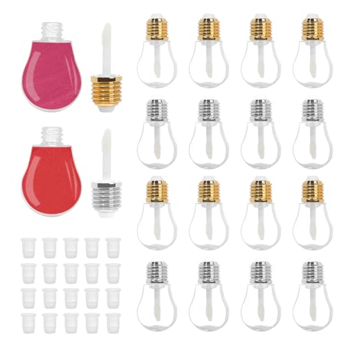Pineraap 20 Pieces Empty Lip Gloss Tubes with Wand, 6ml Light Bulb Shaped Lip Balm Tube Containers Mini Cute Lip Glaze Lipgloss Bottles Refillable Lip Oil Lipstick Container for DIY Sample Cosmetics
