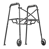 MD by Drive Air-Go Foldable Walker with Seat, Rollator Walkers for Seniors with Airgonomic Grips, Adjustable Height 4'9'-6'7', 300 lb Capacity, Black